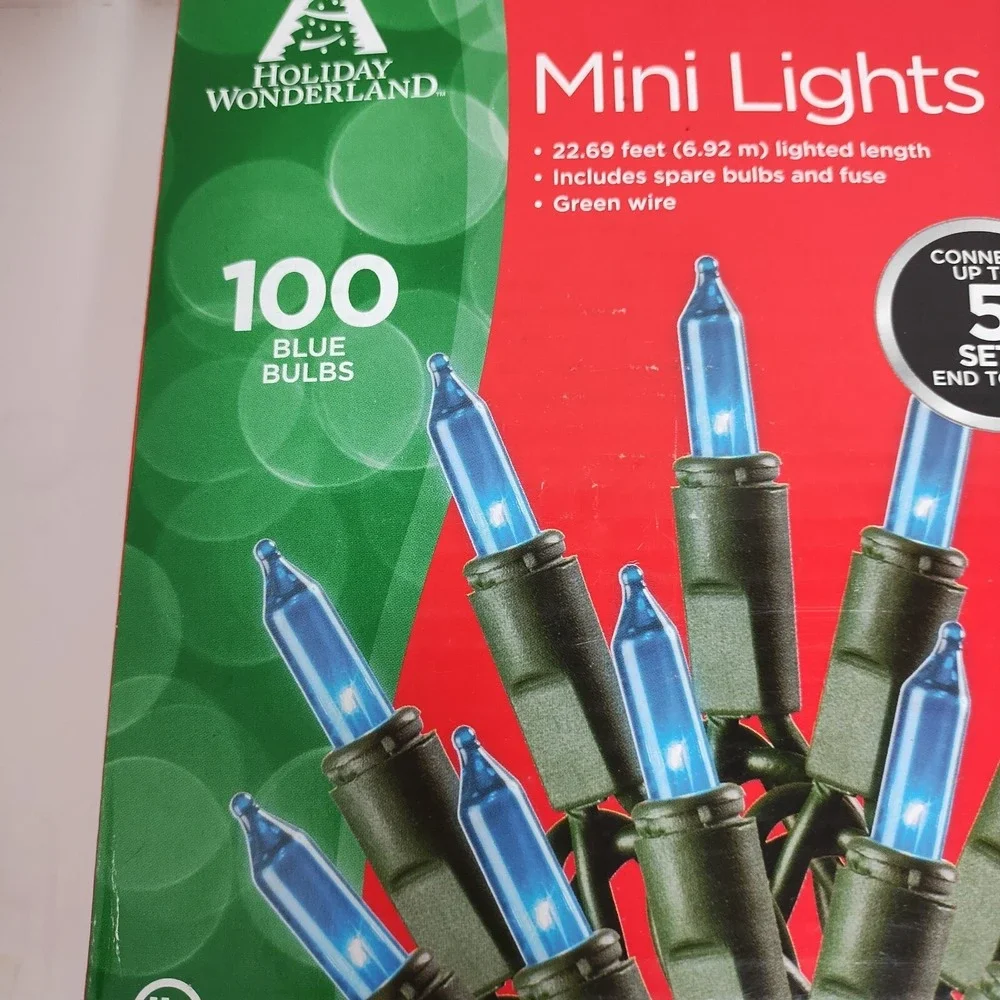 2 Boxes 100 Blue Mini Christmas Lights 22 Ft Length Indoor Outdoor‎ Holiday